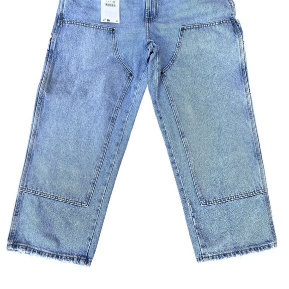Zara NWT Size USA 34 EUR 44 Double Knee Wide Leg Utility Denim Carpenter Jeans - Picture 6 of 15